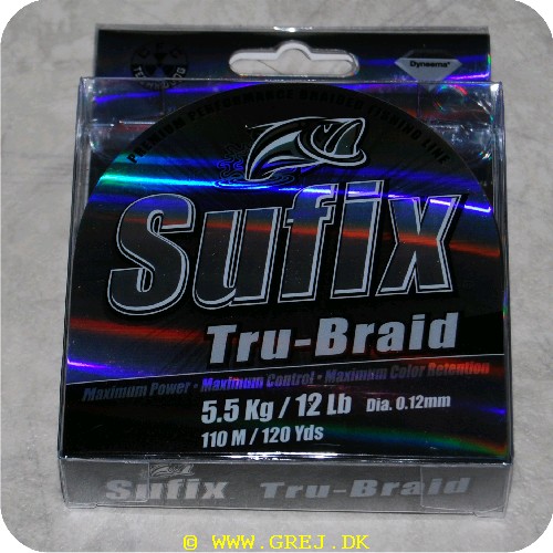 024777397354 - Sufix Tru-Braid er især velegnet til saltvandsbrug. Ekstrem slidstyrke. 0.12mm - 110m - Styrke: 5.5 kg. Farve: Platinium= grå