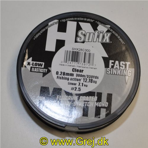 024777739727 - Sufix - HX MYTH - 300 meter - 0,28 mm/12,78 kg. - Klar