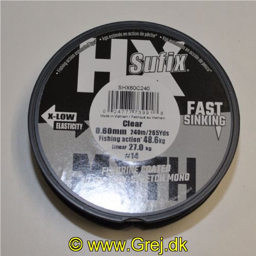 024777739918 - Sufix - HX MYTH - 240 meter - 0,60 mm/48,6 kg. - Klar