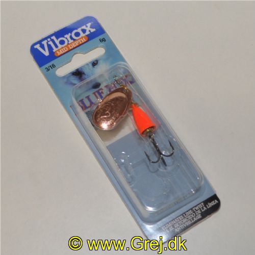 027752111808 - Vibrax - Kobbber blad med Orange krop - Str. 2 - Mid depth - 6g - BFF2 CPFR