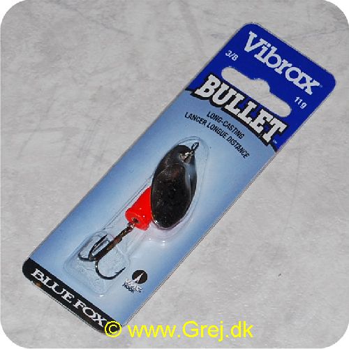 027752113826 - Vibrax Bullet str. 3 - 11 gram - Sølvblad - Orange messing klokke - VMC trekrog - Langkastende