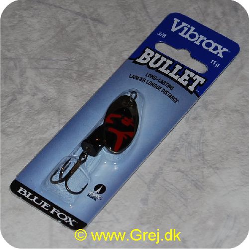 027752116070 - Vibrax Bullet str. 3 - 11g - Guld med sort/røde aftegninger - sort messing klokke - VMC trekrog - Langkastende