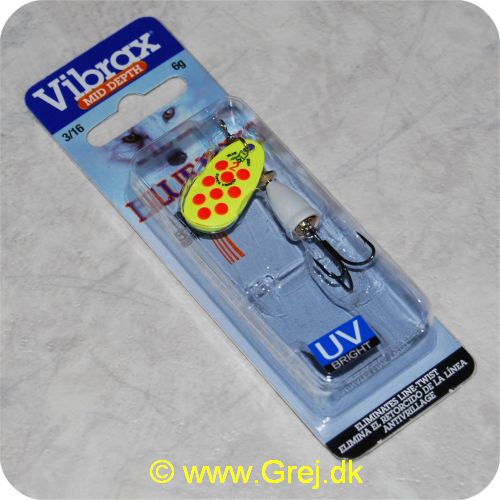 027752127922 - Vibrax str. 2 - Mid Depth - UV Bright - gul blad med røde pletter - hvid klokke