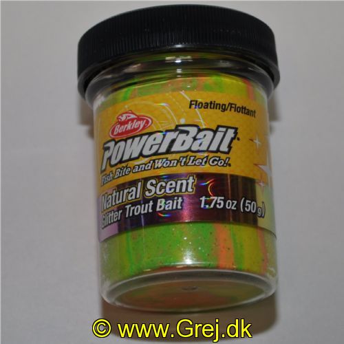 028632022610 - PowerBait med glimmer - RAINBOW med salmon egg (grøn/gul/orange)