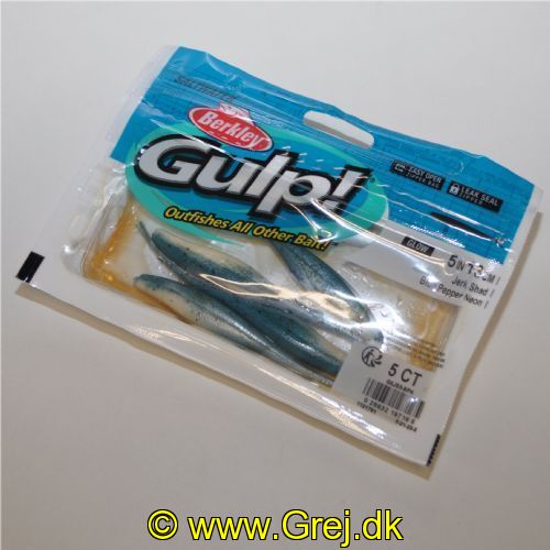 028632197165 - Berkley Gulp  - Jerk Shad - Farve: Blue Pepper Neon - Str. 13 cm - 5 stk.