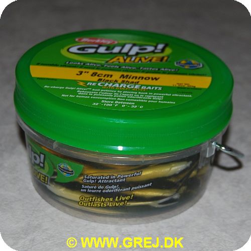 028632221143 - Gulp Alive - Minnow - Black Shad - 8 cm
<BR>
<BR>
GULP Alive ser levende ud - føles levende og smager som fiskens naturlige føde. Ny forbedret smag samt endnu bedre bevægelser i vandet gør GULP Alive til perfekte kopier af fiskenes naturlige føde.<BR>
GULP Alive holder bare meget længe og når der er fisket med den i ca. 1 times tid tager man den af og ligger den i spanden igen og tager så en abden så den igen bliver fyldt med lokkemidlet.<BR><BR>
De nye GULP Alive svømmer rundt i en spand fyldt med GULP væske og når du er færdig med dit fiskeri. lægger du blot agnet tilbage i spanden igen og efter et par timer er den igen fyldt med den forførende duft og smag af GULP Alive.<BR><BR>
Ekstrem lang holdbarhed - både på krogen og i spanden.<BR><BR>
Gulp Alive er 100% Biologisk nedbrydelig.