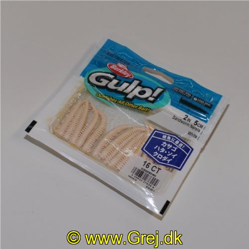 028632276204 - Berkley Saltvands Gulp - 5 cm lange Sandworm Nereis - Hvid/White - 16 stk