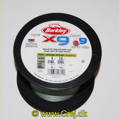 028632297292 - Berkley X9 Stealth Smooth - Fletline 0.10 mm - 3,6 kg - Grøn - Pr. meter<BR>
Mindste bestilling som leveres på plastic rulle er 100 meter herunder er det på paprulle eller løst rinket op.