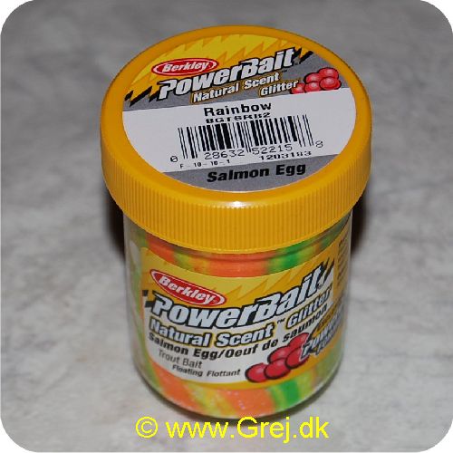 028632522158 - PowerBait med glimmer - RAINBOW med salmon egg (grøn/gul/orange)