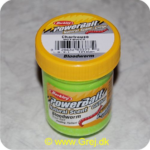 028632533772 - PowerBait med glimmer - CHARTREUSE med blodorm