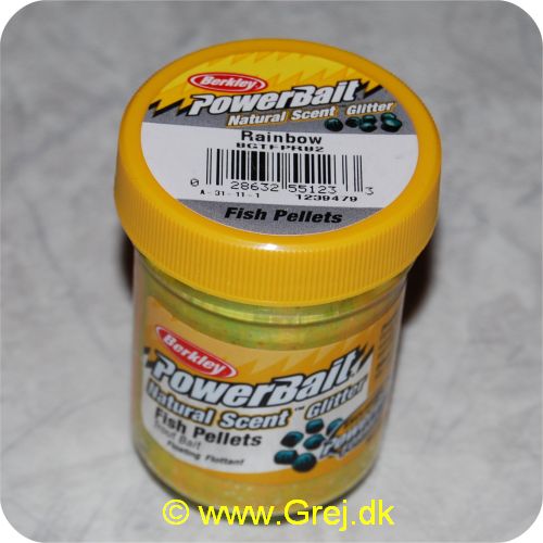 028632551233 - PowerBait med glimmer - RAINBOW med fish pellets