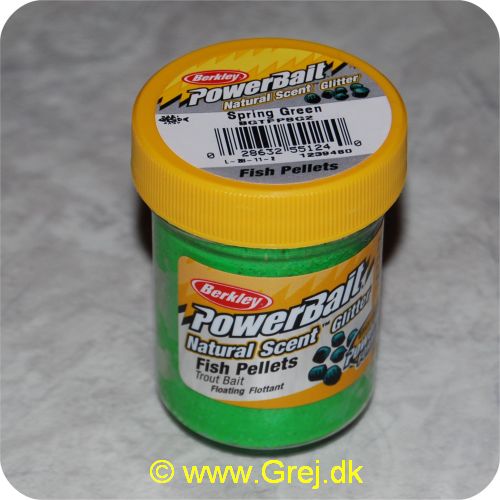 028632551240 - PowerBait med glimmer - SPRING GREEN med fish pellets