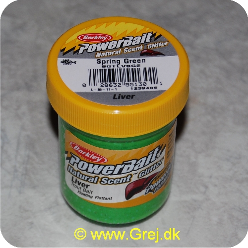 028632551301 - PowerBait med glimmer - SPRING GREEN med lever