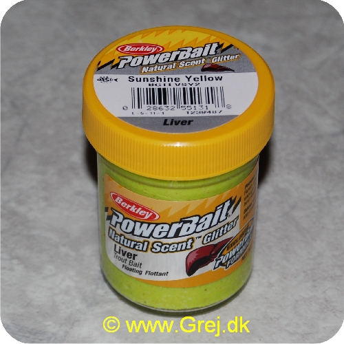 028632551318 - PowerBait med glimmer - SUNSHINE YELLOW med lever