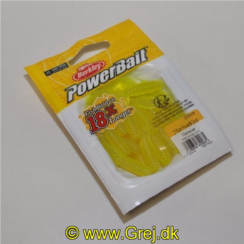 028632649985 - 2" Power Grub - Frave = Chartreuse - 20 stk. - Fiskene holder fast 18 gange længere end på andre mærker.<BR>
Fish Bite and Wont Let Go!