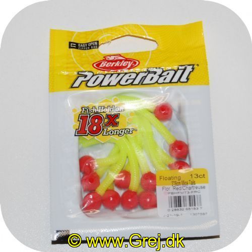 028632651537 - Power Bait Mice Tails - 13 stk - Fluorescerende Red/Chartreuse - 8 cm - Ny udgave