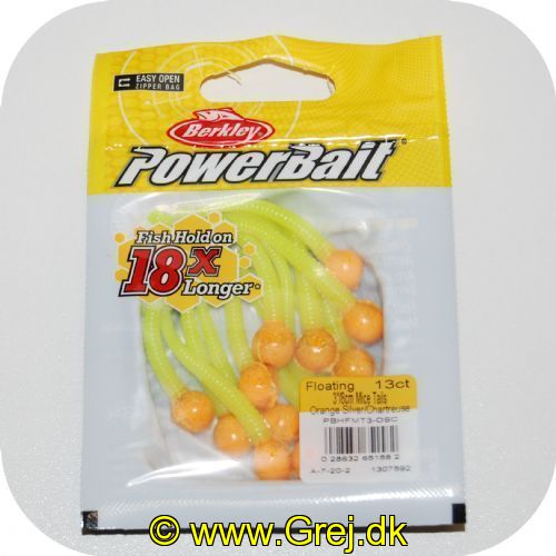 028632651582 - Power Bait Mice Tails - 13 stk - Orange Silver/Chartreuse - 8 cm - Ny udgave