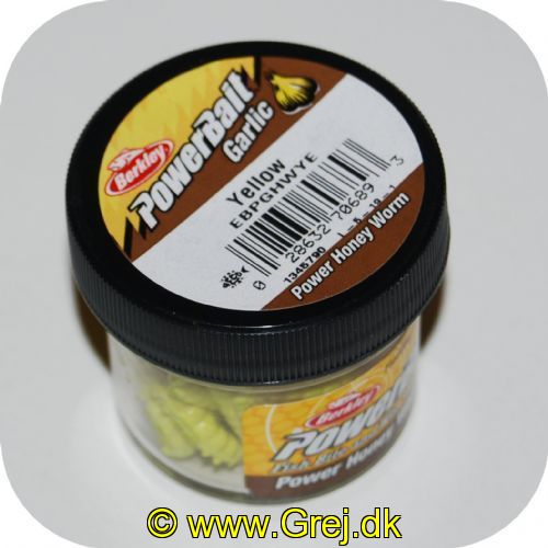 028632706893 - Berkley Power Honey Worm med Hvidløg - 55 stk. - Yellow (gul)