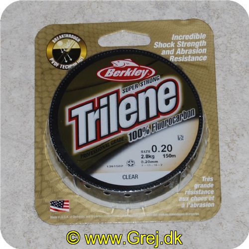 028632734599 - Berkley Trilene Super Strong - 100% Fluor Carbon - 0.20mm/2.8kg - 150m - Klar