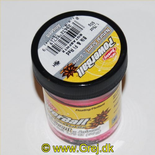 028632927199 - PowerBait med glimmer - BLACK / FLOURESENT RED TWIST med anis / lakrids