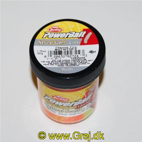 028632927243 - PowerBait med glimmer - TEQUILA FIRE (orange / gul) med orm