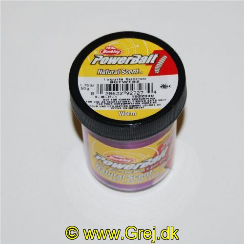 028632927274 - PowerBait uden glimmer - TEQUILA SUNRISE (lilla / sort) med orm