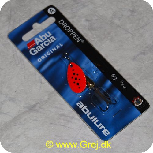 036282007468 - Abu Garcia original Droppen - 6 gram - rød med sorte prikker