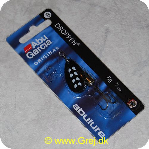 036282008298 - Abu Garcia original Droppen - 8 gram - sort med grå dråber - Zebra