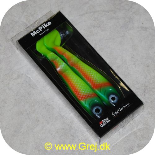 036282311565 - Abu Garcia Mc Pike 70 gram - 21cm - 2 stk - PAP - Grøn/rød/chart.