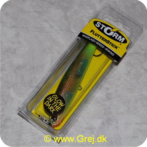 039984087400 - Flutterstick Madflash - synkende - 10 cm/20 gram - Lyser i mørke - Olive Chartreuse