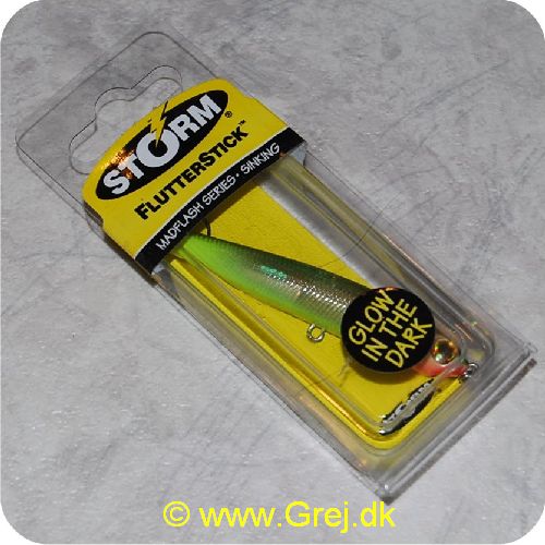 039984109904 - Flutterstick Madflash - synkende - 7cm/7g - Olive/chartreuse - Glows