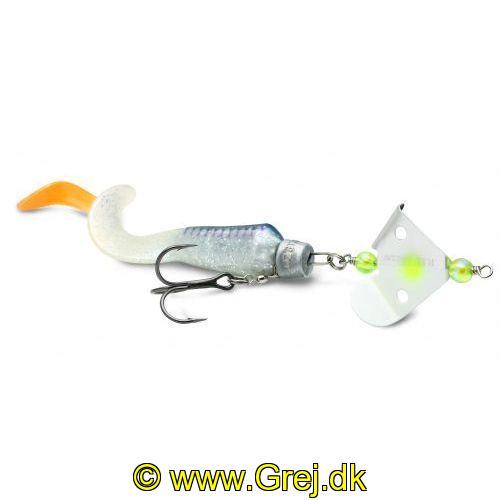 039984183911 - Storm R.I.P. Buzzer Tail  blå/sølv/orange tail hvid/sølv Buzzer (P) L: 20 cm	V:35 g
The underwater buzzbait...
I modsætning til traditionelle buzz baits. der fiskes i overfladen. er R.I.P. Buzzer Tail blevet kombineret med R.I.P. Multi-Depth Screw System for at bringe den samme unikke buzzing action ned under overfladen.
Når den fiskes med medium til hurtig indspinning. vibrerer bladet. og små trykbølger kastes tilbage gennem vandet. mens den bløde. krøllede hale flakser bagved og lokker diverse rovfisk til.