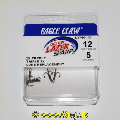 047708172660 - G-PACK - LAZER 2X TREBLE REG SHANK CURVED POINT - Model:L374GH-12 / L374G-12 - BRONZE - Enheder per pakke: 5