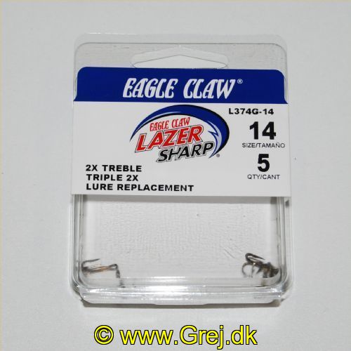 047708172677 - G-PACK - LAZER 2X TREBLE REG SHANK CURVED POINT - Model:L374GH-14 / L374G-14 - BRONZE - Enheder per pakke: 5