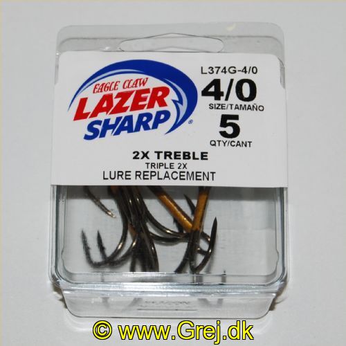 047708172714 - G-PACK - LAZER 2X TREBLE REG SHANK CURVED POINT - Model:L374GH-4/0 - BRONZE - Enheder per pakke: 5