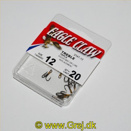 047708600316 - T-PACK - 2X TREBLE REG SHANK CURVED POINT - Model:374TH-12 - BRONZE - Enheder per pakke: 20