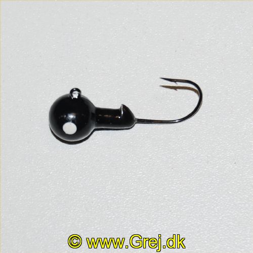 047708728485 - JIGS & LURES - NON-LEAD BLACK SINGLE WHITE EYE BALL HEAD JIG WITH BARB 1/4OZ - Model:NLJB05-14 - BLACK - Enheder per pakke: 4