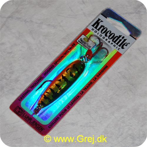 049762629449 - Luhr-Jensen Krocodile holografisk - 20 g - Grøn Tiger - Grøn/orange med sorte aftegninger