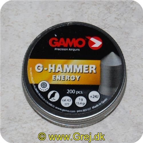 112994 - Gamo G-Hammer Energy - 200 stk. - 4.5mm<BR>
Cal. 177 - 1g - 15.4gr - +24J