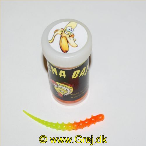 12630002GO - Serrena Baits - Model: Buffy - Worm - 10 stk. - Duft: Banan - Farve: Orange/Chartreuse<BR>
<BR>
Denne model er en lang orm som er lavet af kugler som bliver mindre og mindre indtil halespidsen.<BR>
<BR>
En af de helt nye gummiagn som er nogle af de stærkeste på det tyske marked med mange forskellige duftstoffer fra forskellige frugt samt hvidløg.