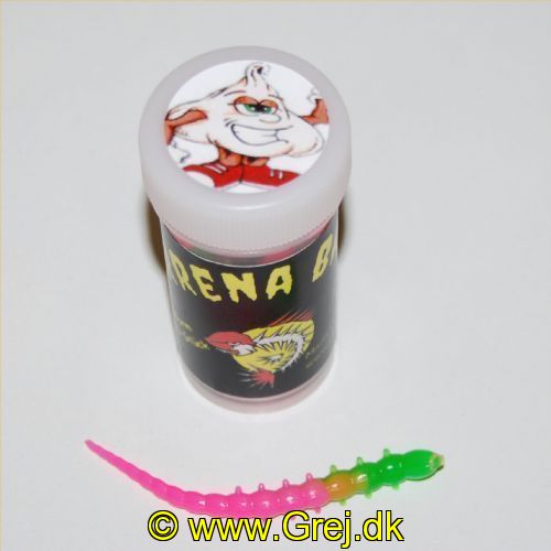 12630004PG - Serrena Baits - Model: Buffy - Worm - 10 stk. - Duft: Hvidløg - Farve: Grøn/Pink<BR>
<BR>
Denne model er en lang orm som er lavet af kugler som bliver mindre og mindre indtil halespidsen.<BR>
<BR>
En af de helt nye gummiagn som er nogle af de stærkeste på det tyske marked med mange forskellige duftstoffer fra forskellige frugt samt hvidløg.