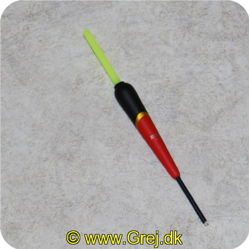2TR5G - Penne flåd 2.5gr Rød/sort med top i gul eller rød 14cm 
Toppen kan skiftes ud med et knæklys
