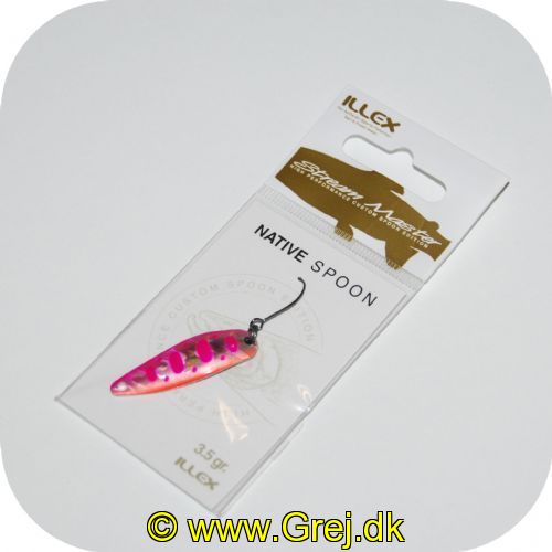 3297830618889 - Illex Skeblink - Native Spoon - 3.5g - Pink Yamame<BR>
<BR>Skeblink er en mini skeblink for UL fiskeriet som er meget voksende i disse år efter alle ørred arter.