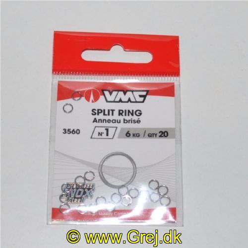 3359220425061 - VMC Split Ring - 20 stk. - Str. 1 - Invendig diameter 3mm (Ægte målt) -Holder til 6 kg.