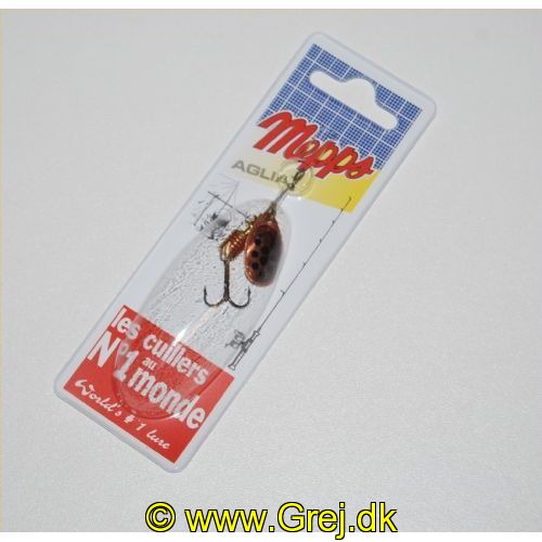 3700731805680 - Mepps Aglia - Str. 1 - 3,5 gram - Kobber/Copper med sorte prikker