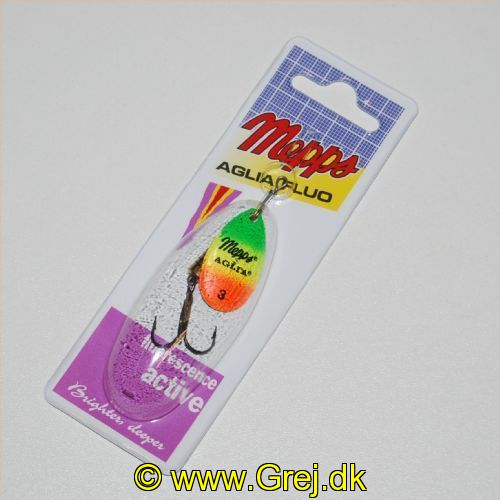 3700731806373 - Mepps Aglia Fluo - Str. 3 - 6,5 gram - Tiger / Regnbuefarvet