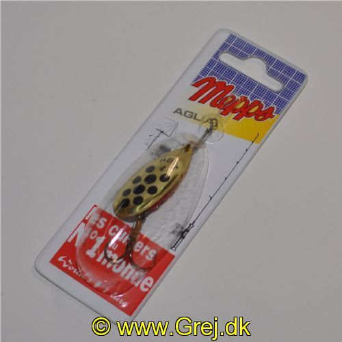 3700731829174 - Mepps Aglia - str.4 - Gylden blad med sorte prikker og med kugler på kroppen - 9 gram
