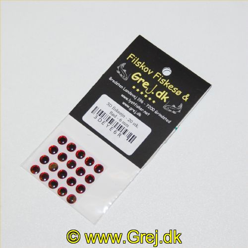 3DEYE6R - 3-D Epoxy Eyes - 6 mm - Rød - 20 øjn