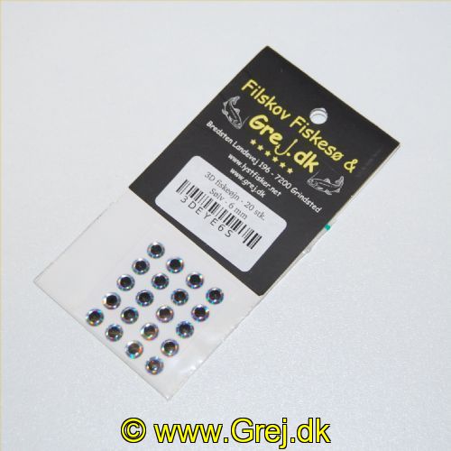 3DEYE6S - 3-D Epoxy Eyes - 6 mm - Sølv - 20 øjn
