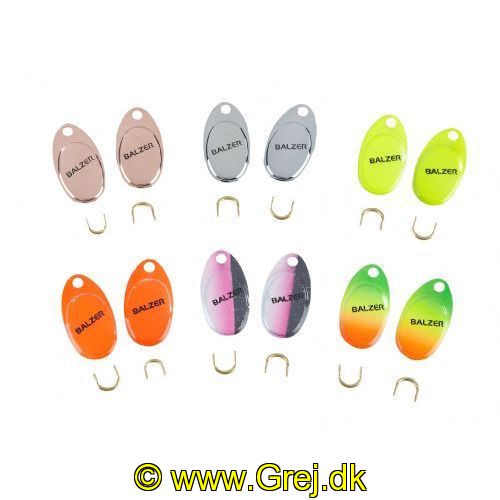 4005652111612 - Micro Spinner blade sæt med 12stk. - Farve:Ass.mix - 001 6032 610<br>12 micro spinner blades (6 colours, 2 of each), including 12 bails.